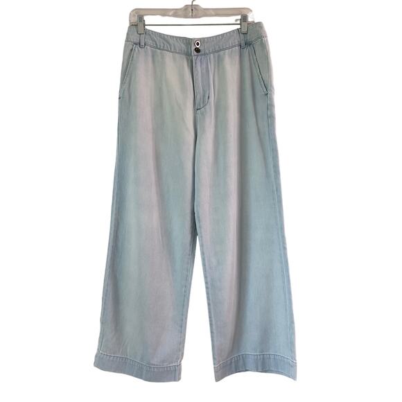 Bella Dahl Harlow 70s Chambray Flare Pants Jeans Sz 30 Boho Soft High Rise Light - Picture 2 of 9